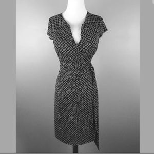 The Limited Black and White Geometric Wrap-Style Midi Dress